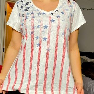 red white and blue t shirt